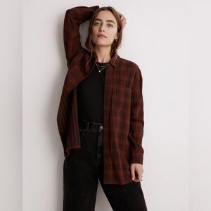 NWT - Madewell Oversized Flannel Button-Down Shirt - Size S